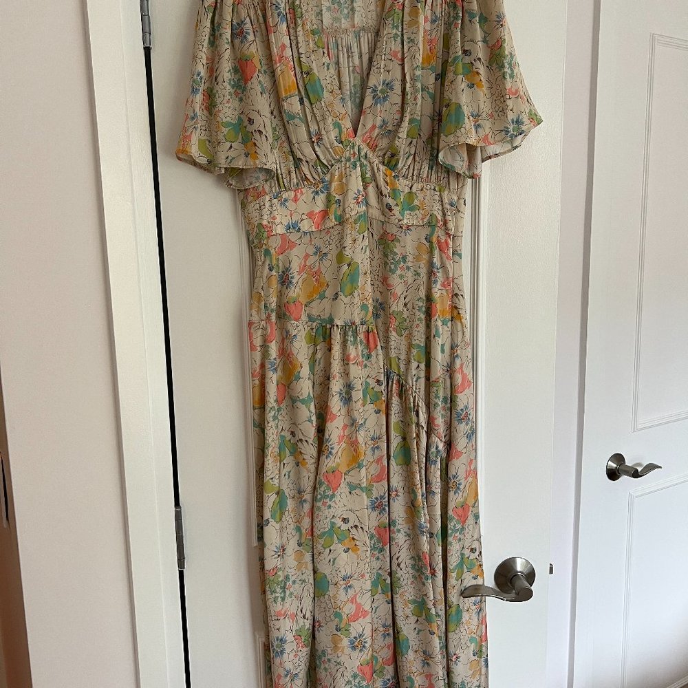 Topshop Printed Cream Dress